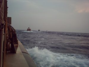 Starring down the gunnel of a 32 foot RIB on Lake Thar Thar, Iraq