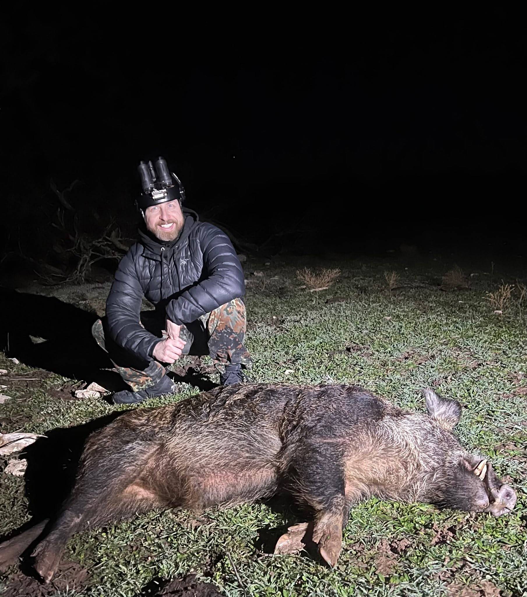 Mark Keller of B5 Systems after a nighttime wild-boar hunt