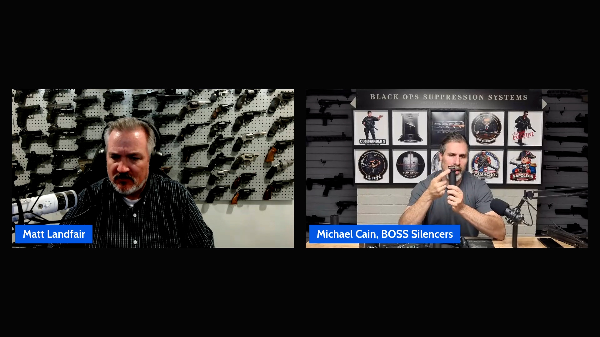 Matt Landfair interviews Mike Cain of BOSS Silencers, who holds a silencer during P&S ModCast 469.